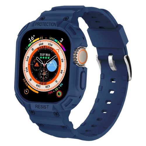 RMPACK Apple Watch Ultra 49mm Óraszíj Szilikon Pótszíj Protect Resist Védőkerettel Sötétkék