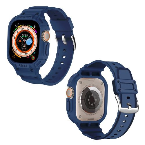 RMPACK Apple Watch Ultra 49mm Óraszíj Szilikon Pótszíj Protect Resist Védőkerettel Sötétkék