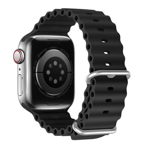 RMPACK Apple Watch Ultra 49mm Óraszíj Szilikon Pótszíj Tubular Series Solid Series Fekete