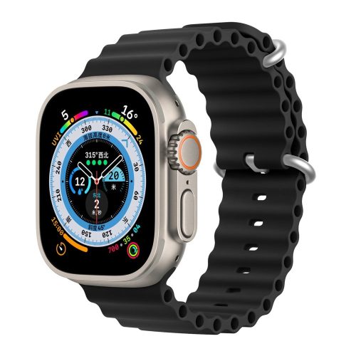RMPACK Apple Watch Ultra 49mm Óraszíj Szilikon Pótszíj Tubular Series Solid Series Fekete