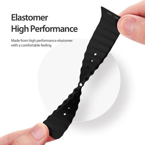 RMPACK Apple Watch Ultra 49mm Óraszíj Szilikon Pótszíj Tubular Series Solid Series Fekete