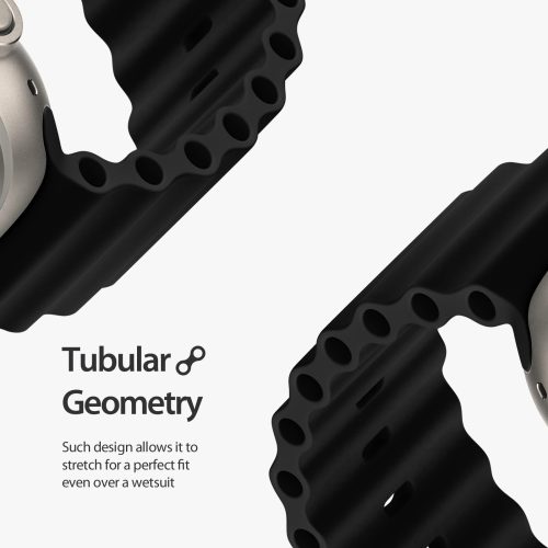 RMPACK Apple Watch Ultra 49mm Óraszíj Szilikon Pótszíj Tubular Series Solid Series Fekete