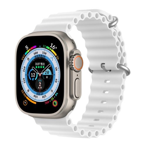 RMPACK Apple Watch Ultra 49mm Óraszíj Szilikon Pótszíj Tubular Series Solid Series Fehér