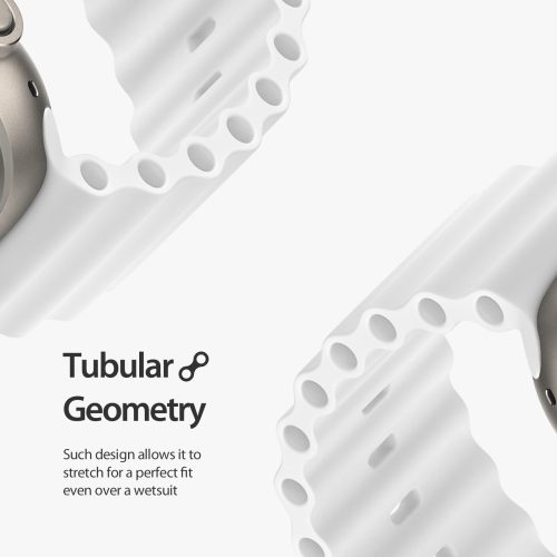 RMPACK Apple Watch Ultra 49mm Óraszíj Szilikon Pótszíj Tubular Series Solid Series Fehér
