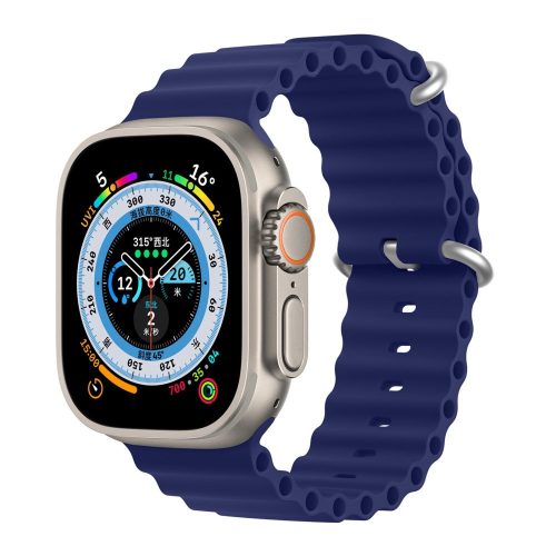 RMPACK Apple Watch Ultra 49mm Óraszíj Szilikon Pótszíj Tubular Series Solid Series Kék