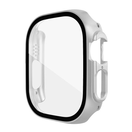 RMPACK Apple Watch Ultra 49mm Védőkeret Protection Cover Üvegfóliával Tempered Glass Ezüst