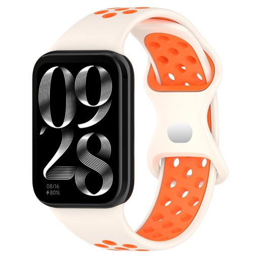RMPACK Xiaomi Redmi Watch 4 Óraszíj Pótszíj Szilikon szíj DUAL COLOR Fehér/Narancssárga