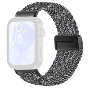   RMPACK Huawei Watch Fit 4 Óraszíj Pótszíj Watch Fit 4 Pro Szíj Szövet Fonott - Mágneses Csat Szürke-Fehér