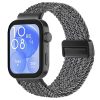 RMPACK Huawei Watch Fit 4 Óraszíj Pótszíj Watch Fit 4 Pro Szíj Szövet Fonott - Mágneses Csat Szürke-Fehér