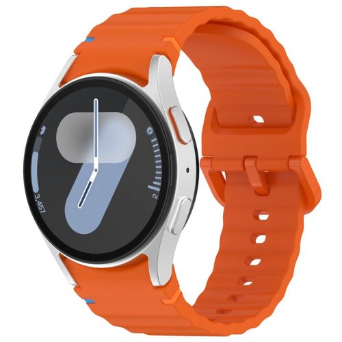 RMPACK Samsung Galaxy Watch 7 40mm 44mm Óraszíj Pótszíj - Sport Wave Style - Szilikon Szíj Narancssárga
