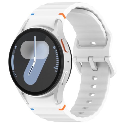 RMPACK Samsung Galaxy Watch 7 40mm 44mm Óraszíj Pótszíj - Sport Wave Style - Szilikon Szíj Fehér