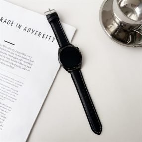   RMPACK Samsung Galaxy Watch 7 44mm 40mm Szíj - Bőrszíj Nappa Strap Pótszíj Óraszíj Fekete