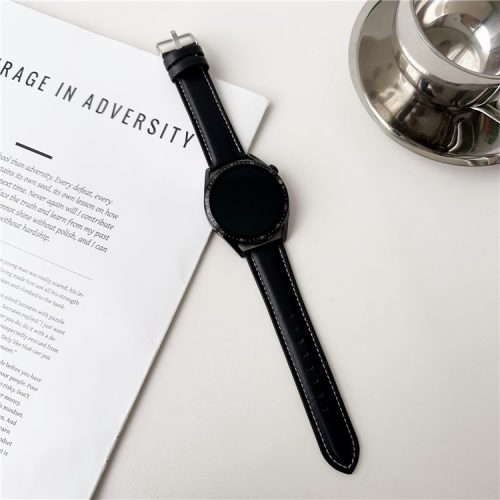 RMPACK Samsung Galaxy Watch 7 44mm 40mm Szíj - Bőrszíj Nappa Strap Pótszíj Óraszíj Fekete