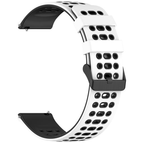 RMPACK Huawei Watch GT 5 46mm Szilikon Óraszíj Hole Style Minimal Pótszíj Fehér-Fekete
