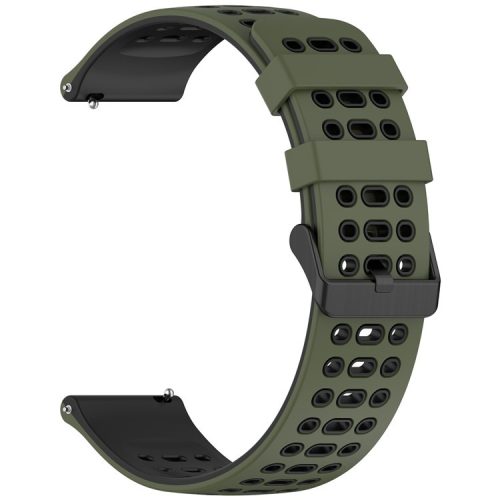 RMPACK Huawei Watch GT 5 46mm Szilikon Óraszíj Hole Style Minimal Pótszíj KatonaZöld-Fekete