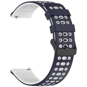   RMPACK Huawei Watch GT 5 46mm Szilikon Óraszíj Hole Style Minimal Pótszíj Sötétkék-Fehér