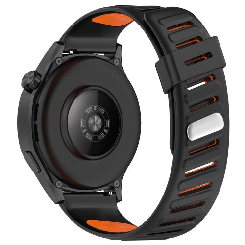 RMPACK Huawei Watch GT 5 46mm Óraszíj Future Twill Design Pótszíj Szilikon Szíj Fekete-Narancssárga
