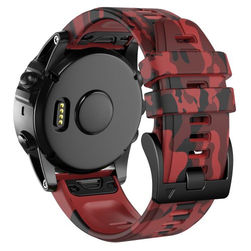 RMPACK Garmin Fenix Enduro / Tactix Delta / Tactix 7 Pro 26mm Szilikon Óraszíj Gyorscsatlakozóval - Piros Terepminta