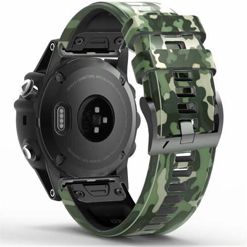 RMPACK Garmin Fenix Enduro / Tactix Delta / Tactix 7 Pro 26mm Szilikon Óraszíj Gyorscsatlakozóval - Zöld Terepminta