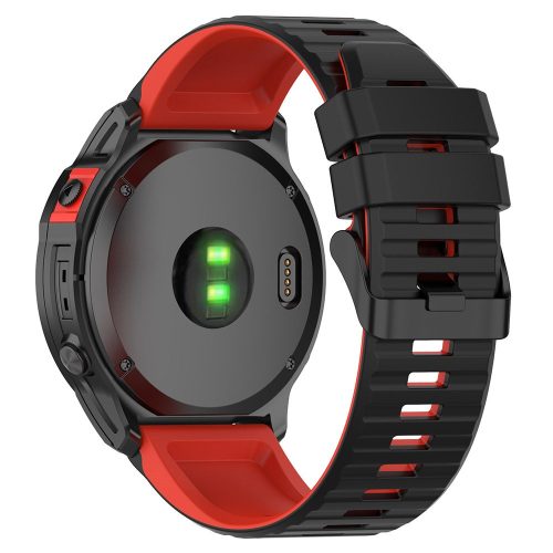 RMPACK Garmin Fenix 7 Pro Kétszínű Csíkos Szilikon Óraszíj - Fekete / Piros