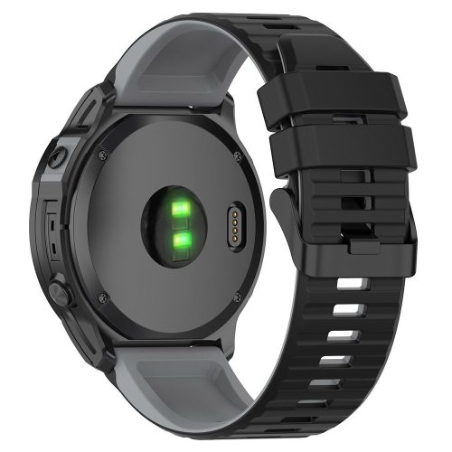 RMPACK Garmin Fenix 7 Pro Kétszínű Csíkos Szilikon Óraszíj - Fekete / Szürke