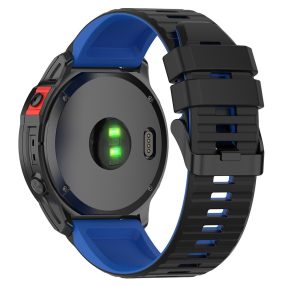   RMPACK Garmin Fenix 7 Pro Kétszínű Csíkos Szilikon Óraszíj - Fekete / Kék