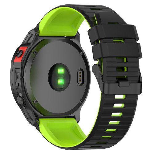 RMPACK Garmin Fenix 7 Pro Kétszínű Csíkos Szilikon Óraszíj - Fekete / Lime