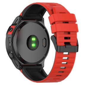   RMPACK Garmin Fenix 7 Pro Kétszínű Csíkos Szilikon Óraszíj - Piros / Fekete