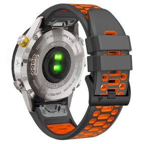   RMPACK Garmin Fenix 7 / 7 Pro 22mm Kétszínű Szilikon Óraszíj 3 Soros Szellőző Lyukakkal - Antracit Szürke / Narancs
