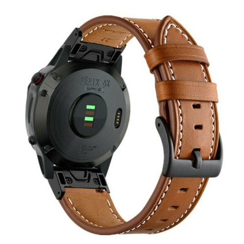 RMPACK Bőr Óraszíj Varrással Garmin Fenix 8 47mm / E 47mm 22mm – Barna