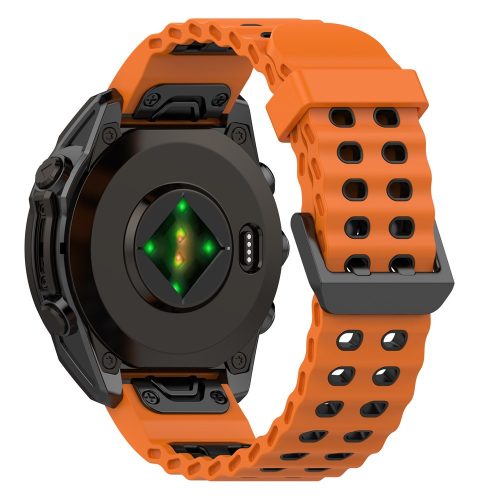 RMPACK Dupla Csatos Szilikon Óraszíj Garmin Tactix 8 47mm / Fenix 8 47mm / Fenix E 47mm 22mm – Narancs / Fekete