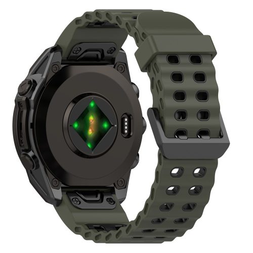 RMPACK Dupla Csatos Szilikon Óraszíj Garmin Tactix 8 47mm / Fenix 8 47mm / Fenix E 47mm 22mm – Katonazöld / Fekete