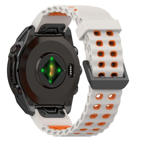 RMPACK Dupla Csatos Szilikon Óraszíj Garmin Tactix 8 47mm / Fenix 8 47mm / Fenix E 47mm 22mm – Starlight / Narancs