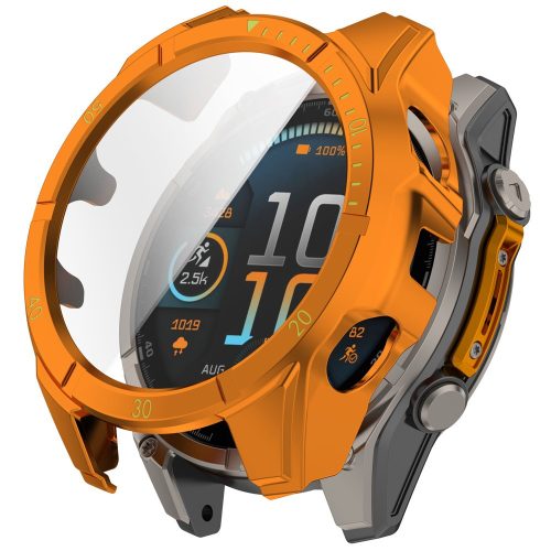 RMPACK PC Keretes Tok Edzett Üveg Fóliával Garmin Fenix 8 47mm – Narancs+Zöld
