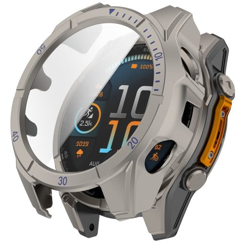 RMPACK PC Keretes Tok Edzett Üveg Fóliával Garmin Fenix 8 47mm – Titán Acél+Kék