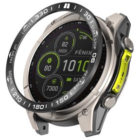   RMPACK Rozsdamentes Acél Keret Védőgyűrű Garmin Fenix 8 47mm AMOLED – Fekete+Fehér