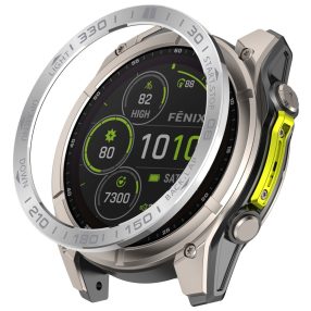   RMPACK Rozsdamentes Acél Keret Védőgyűrű Garmin Fenix 8 47mm AMOLED – Ezüst+Szürke