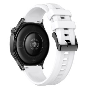   RMPACK 22mm Szilikon Óraszíj Fekete Csattal, Függőlegesen Csíkozott - Huawei Watch GT 6 / 5 / 4 46mm / Samsung Galaxy Watch3 45mm - Fehér