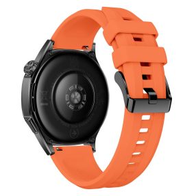   RMPACK 22mm Szilikon Óraszíj Fekete Csattal, Függőlegesen Csíkozott - Huawei Watch GT 6 / 5 / 4 46mm / Samsung Galaxy Watch3 45mm - Narancssárga