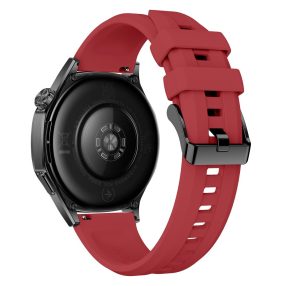  RMPACK 22mm Szilikon Óraszíj Fekete Csattal, Függőlegesen Csíkozott - Huawei Watch GT 6 / 5 / 4 46mm / Samsung Galaxy Watch3 45mm - Piros