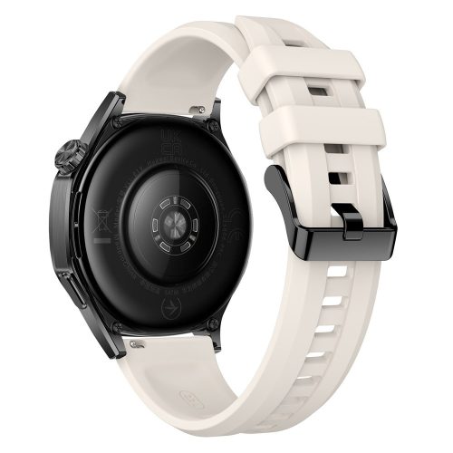 RMPACK 22mm Szilikon Óraszíj Fekete Csattal, Függőlegesen Csíkozott - Huawei Watch GT 6 / 5 / 4 46mm / Samsung Galaxy Watch3 45mm - Csillagfény (Starlight)