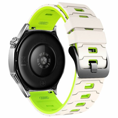 RMPACK 22mm Kétszínű Páncél Mintás Szilikon Óraszíj - Huawei Watch GT 6 / 5 / 5 Pro / 4 46mm - Csillagfény / Zöld