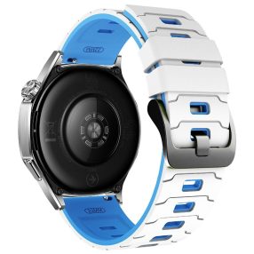   RMPACK 22mm Kétszínű Páncél Mintás Szilikon Óraszíj - Huawei Watch GT 6 / 5 / 5 Pro / 4 46mm - Fehér / Kék