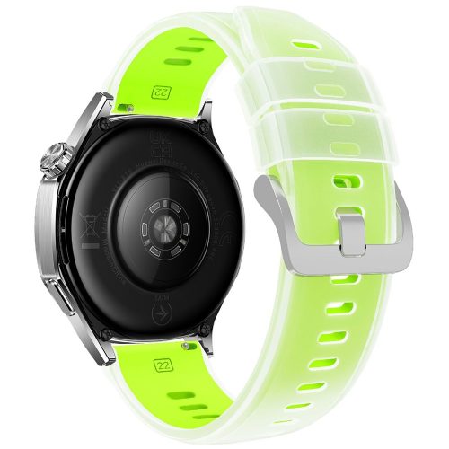 RMPACK 22mm Áttetsző Kétszínű Gyorskioldós Szilikon Óraszíj - Huawei Watch GT 6 / 5 / 5 Pro / 4 46mm - Áttetsző Világoszöld