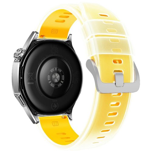 RMPACK 22mm Áttetsző Kétszínű Gyorskioldós Szilikon Óraszíj - Huawei Watch GT 6 / 5 / 5 Pro / 4 46mm - Áttetsző Sárga