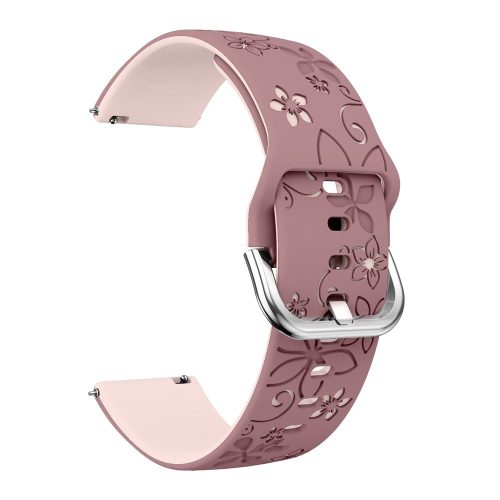 RMPACK 18mm Kétszínű Texturált Szilikon Pótszíj - Huawei Watch GT 6 / 5 / 4 41mm / Garmin Venu 3S / 2S - Füstös Lila / Rózsaszín