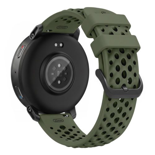 RMPACK 22mm HollowStyle Lyukacsos Szilikon Óraszíj - Huami Amazfit Active Max / Huawei Watch GT 6 / GT 5 46mm - Katonai Zöld