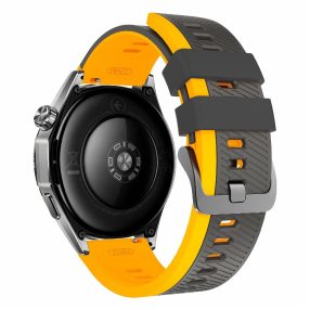   RMPACK 22mm Kétszínű Sport Óraszíj - Huawei Watch GT 6 / GT 5 / GT 5 Pro 46mm - Sárga Szegély / Fekete-Szürke