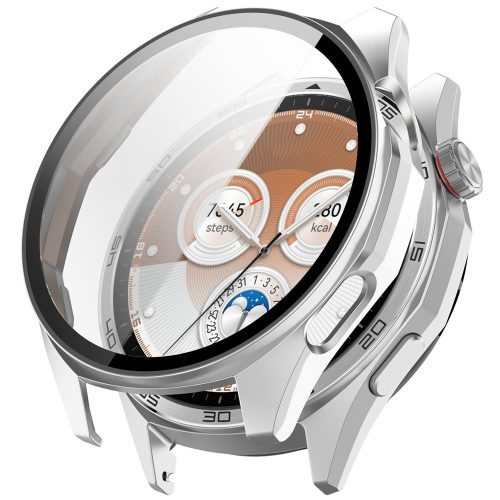 RMPACK Kemény PC Óratok Edzett Üveg Kijelzővédővel - Huawei Watch GT 6 46mm - Matt Ezüst