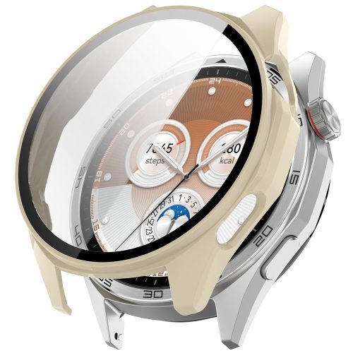 RMPACK Kemény PC Óratok Edzett Üveg Kijelzővédővel - Huawei Watch GT 6 46mm - Elefántcsont Fehér